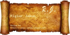 Rigler Jakus névjegykártya